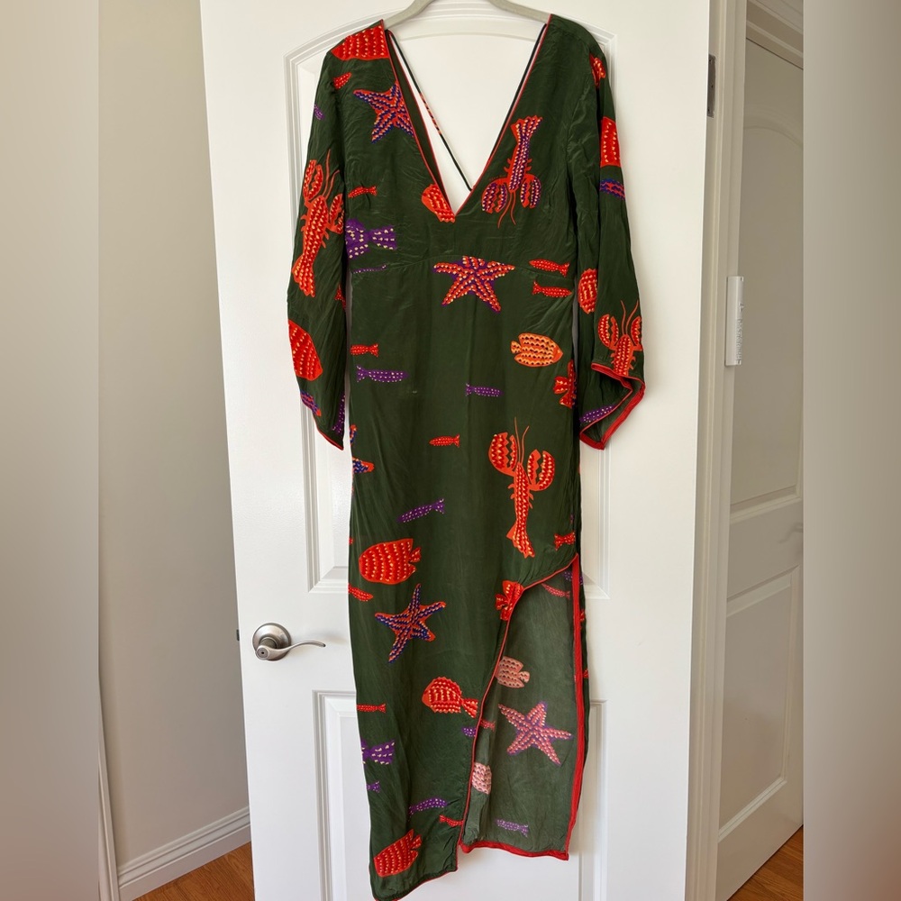 FARM Rio Green Midi Print Dress